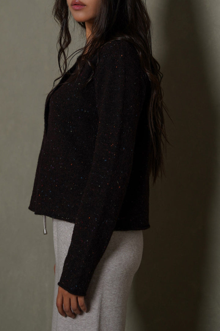 DARK BROWN CONFETTI CARDIGAN