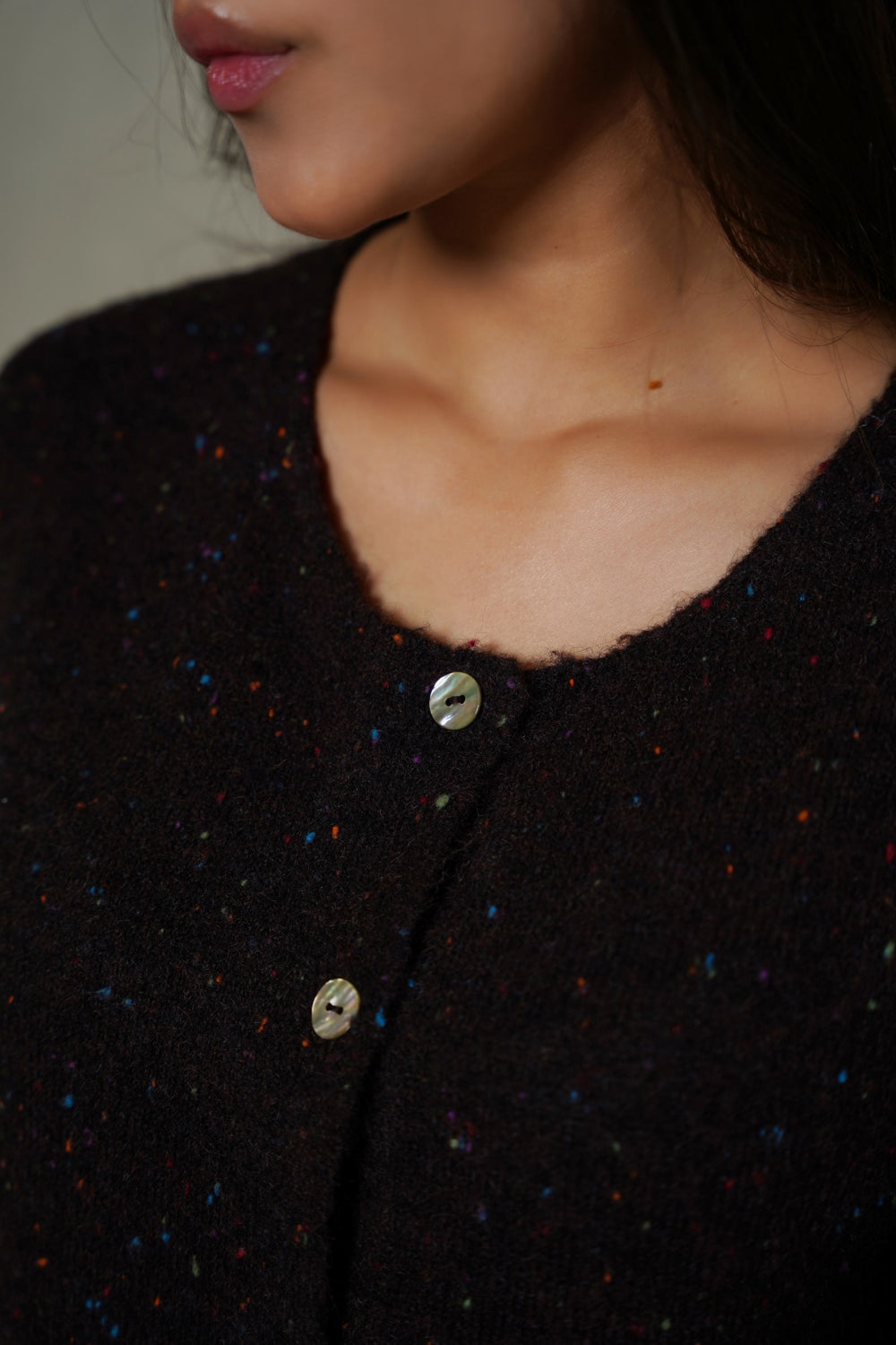 DARK BROWN CONFETTI CARDIGAN