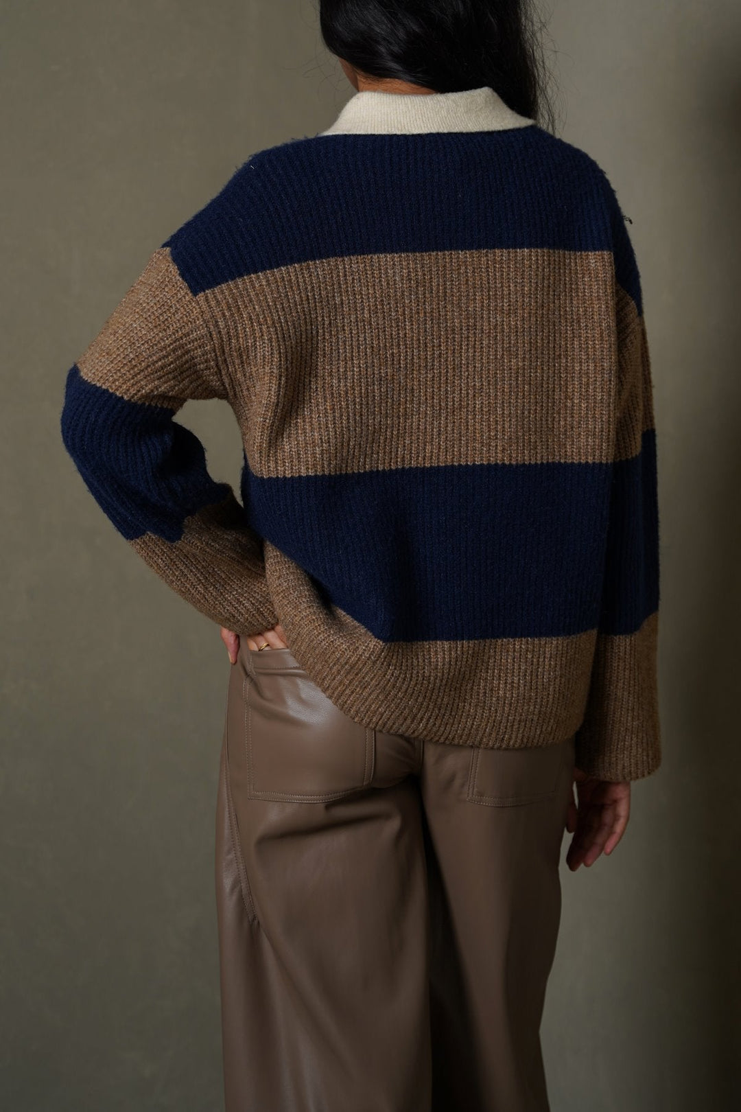 BLUE VARSITY STRIPE SWEATER