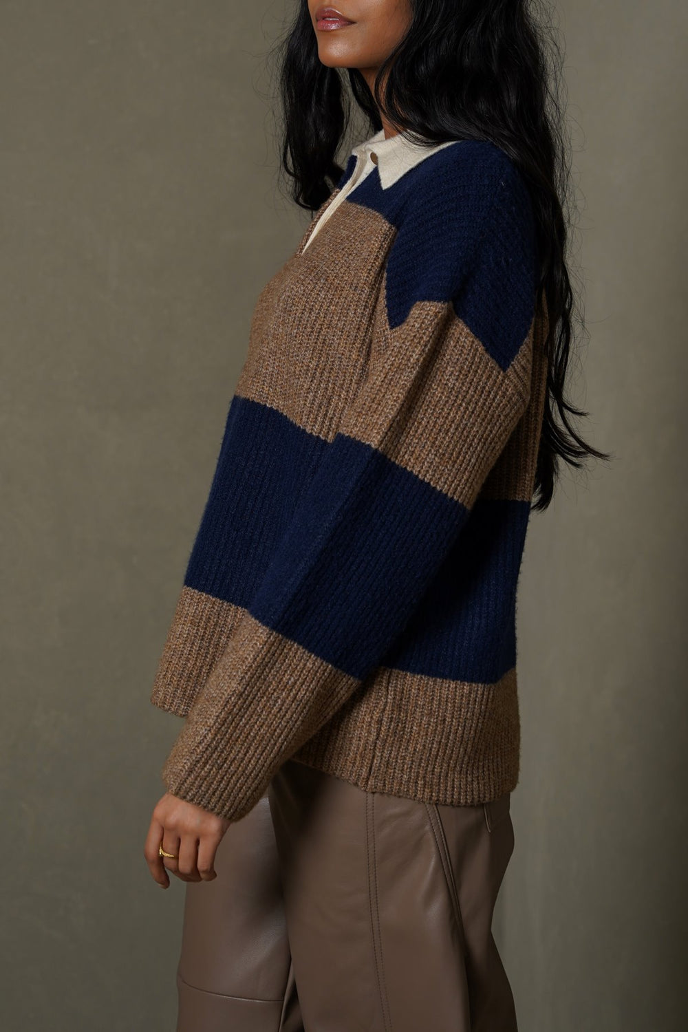 BLUE VARSITY STRIPE SWEATER