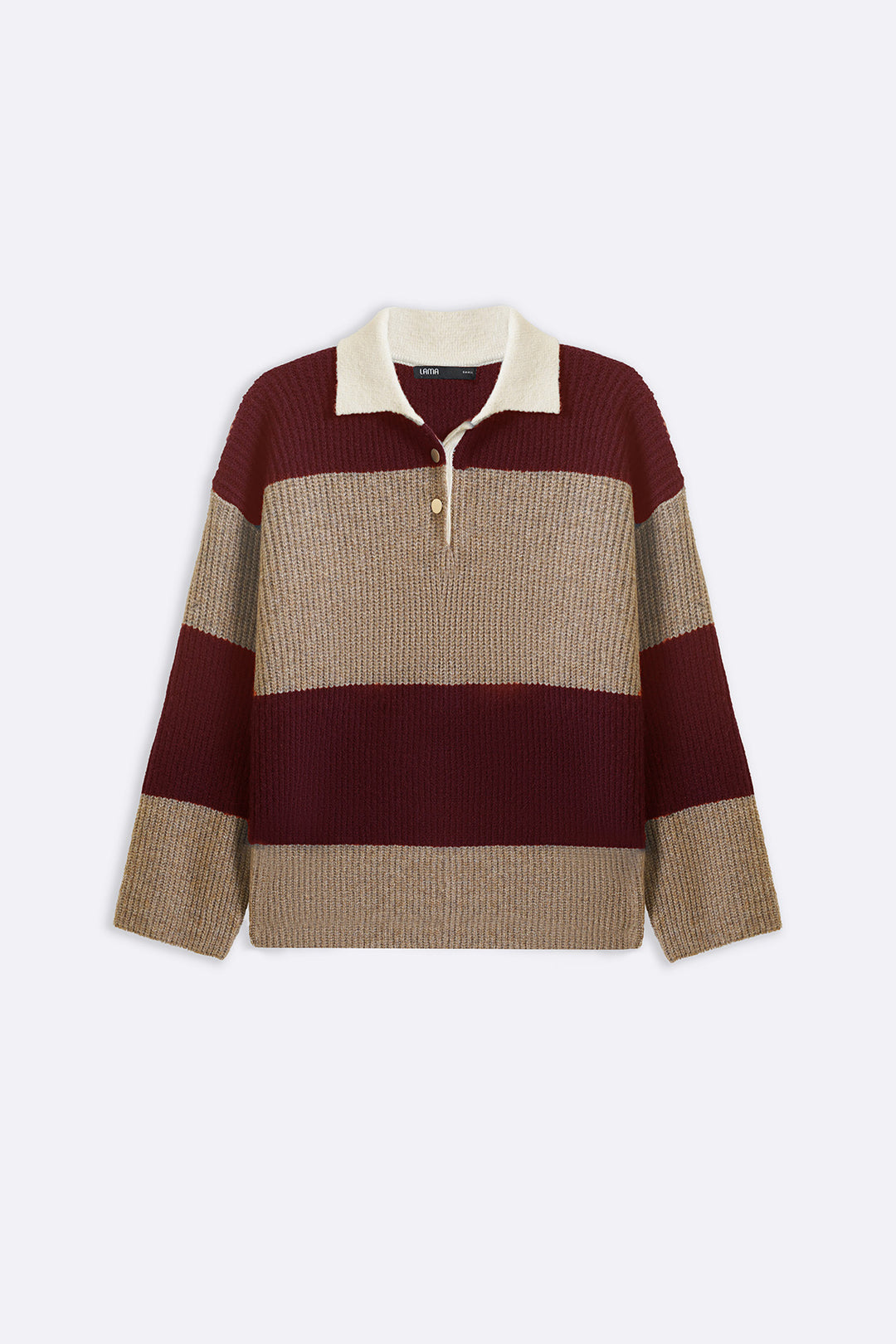 BURGUNDY VARSITY STRIPE SWEATER