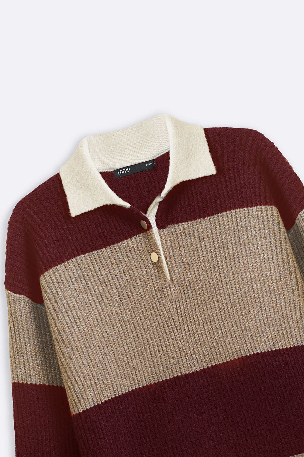 BURGUNDY VARSITY STRIPE SWEATER