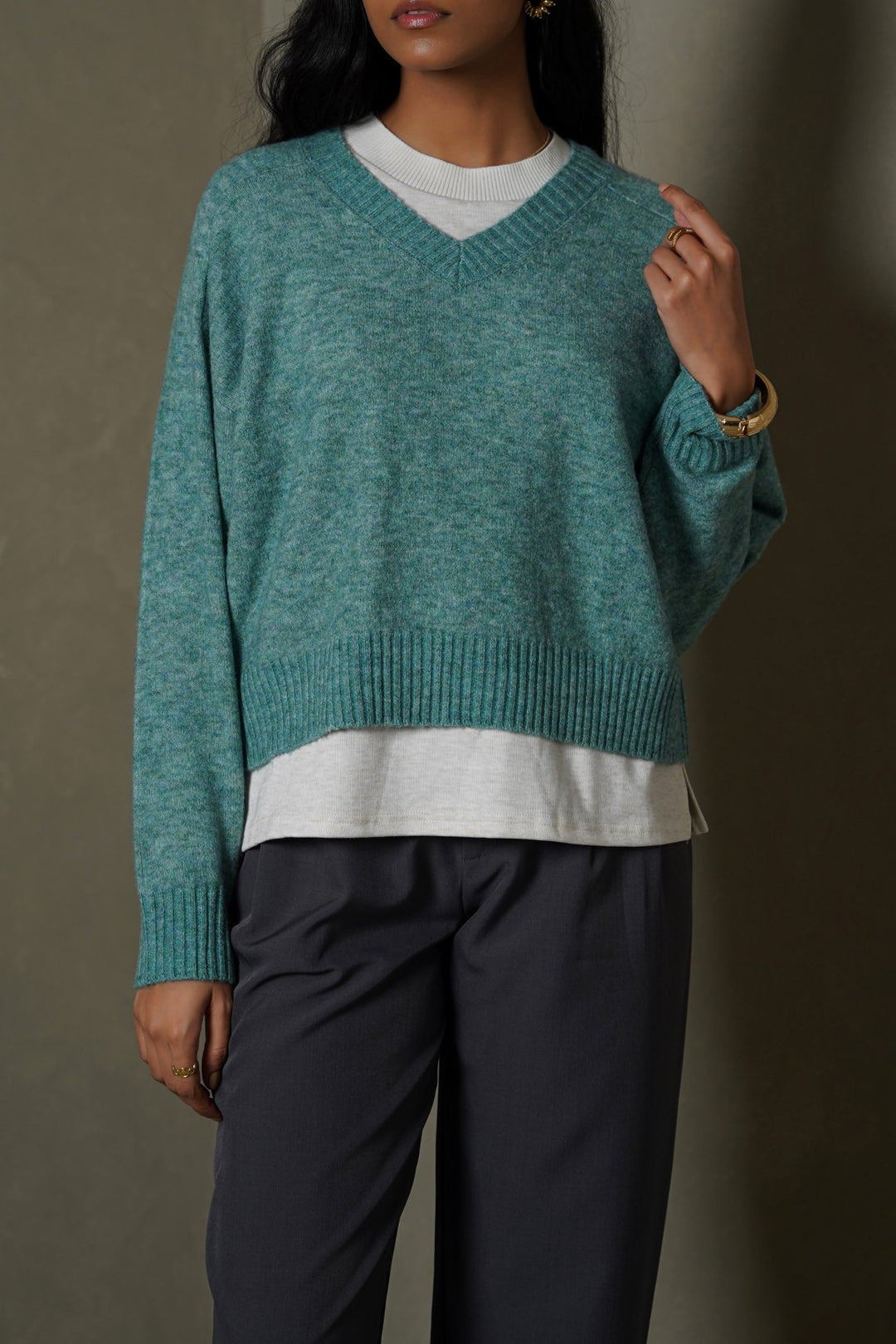 TURQUOISE SOFT BUTTER SWEATER
