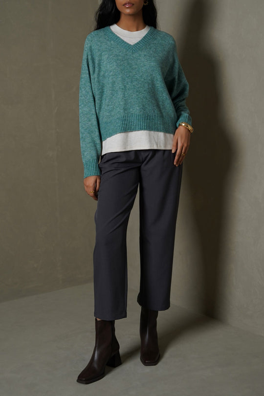 TURQUOISE SOFT BUTTER SWEATER