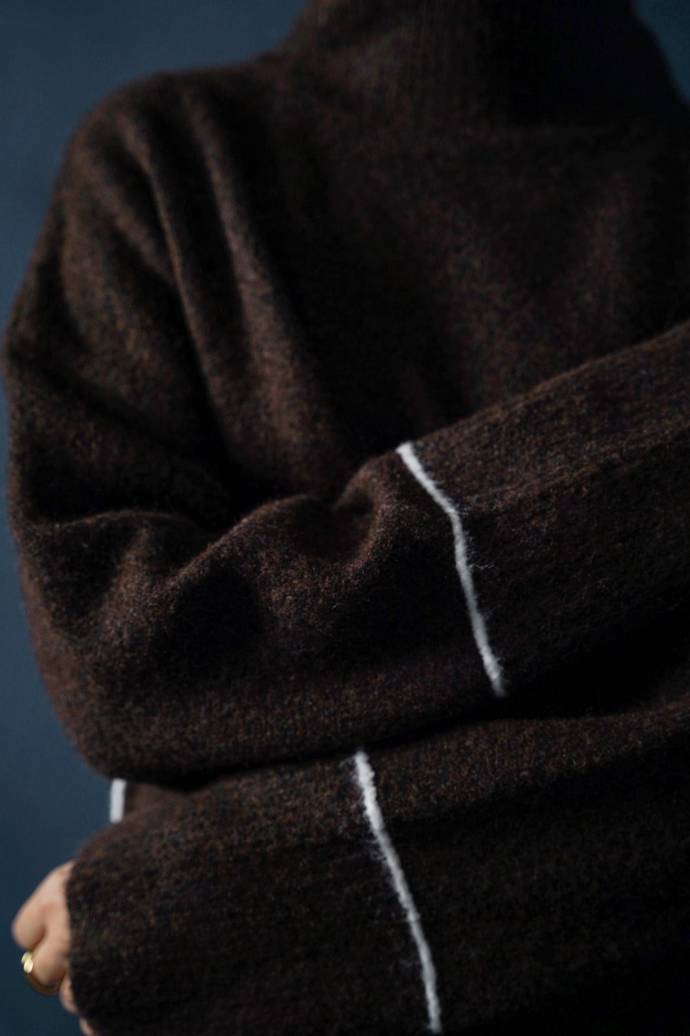 BROWN LINEA MOCKNECK SWEATER