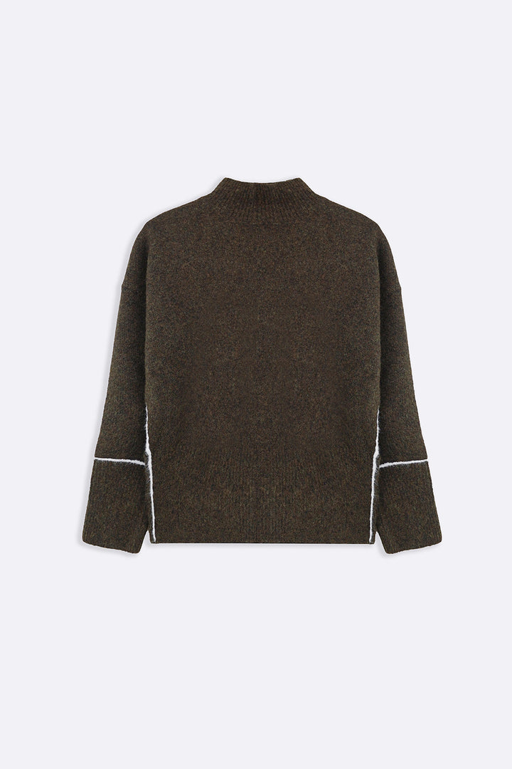 GREEN LINEA MOCKNECK SWEATER