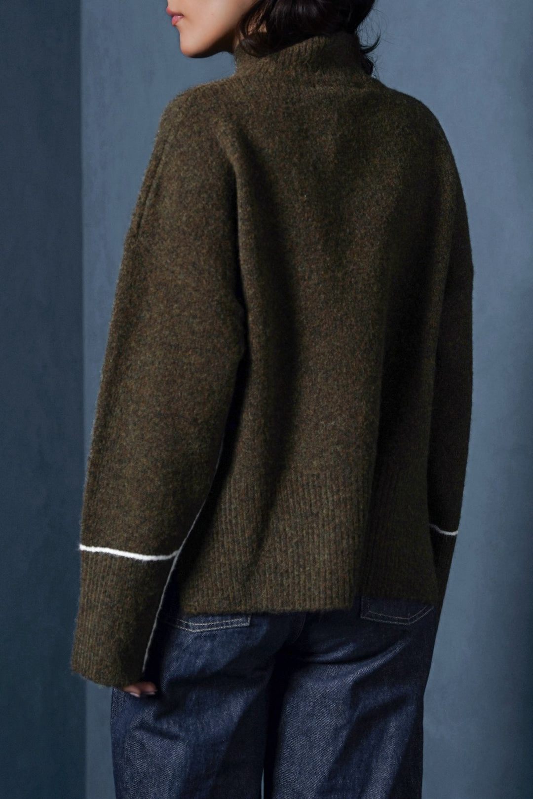 GREEN LINEA MOCKNECK SWEATER