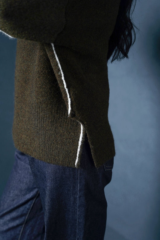 GREEN LINEA MOCKNECK SWEATER