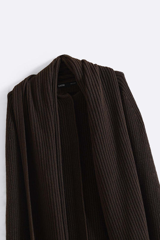 BROWN SHAWL COLLAR CARDIGAN