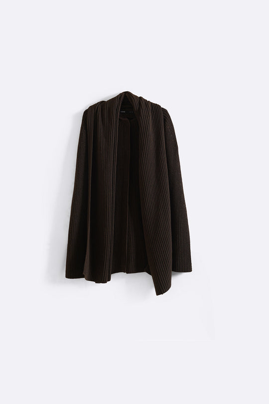 BROWN SHAWL COLLAR CARDIGAN