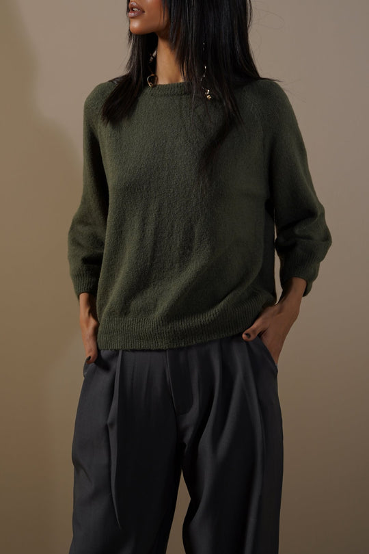 GREEN BEAR HUG SWEATER