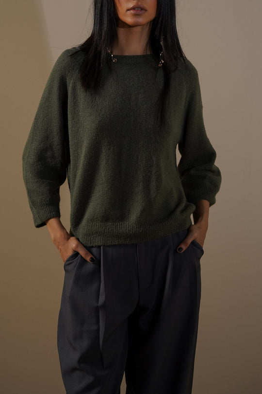 GREEN BEAR HUG SWEATER