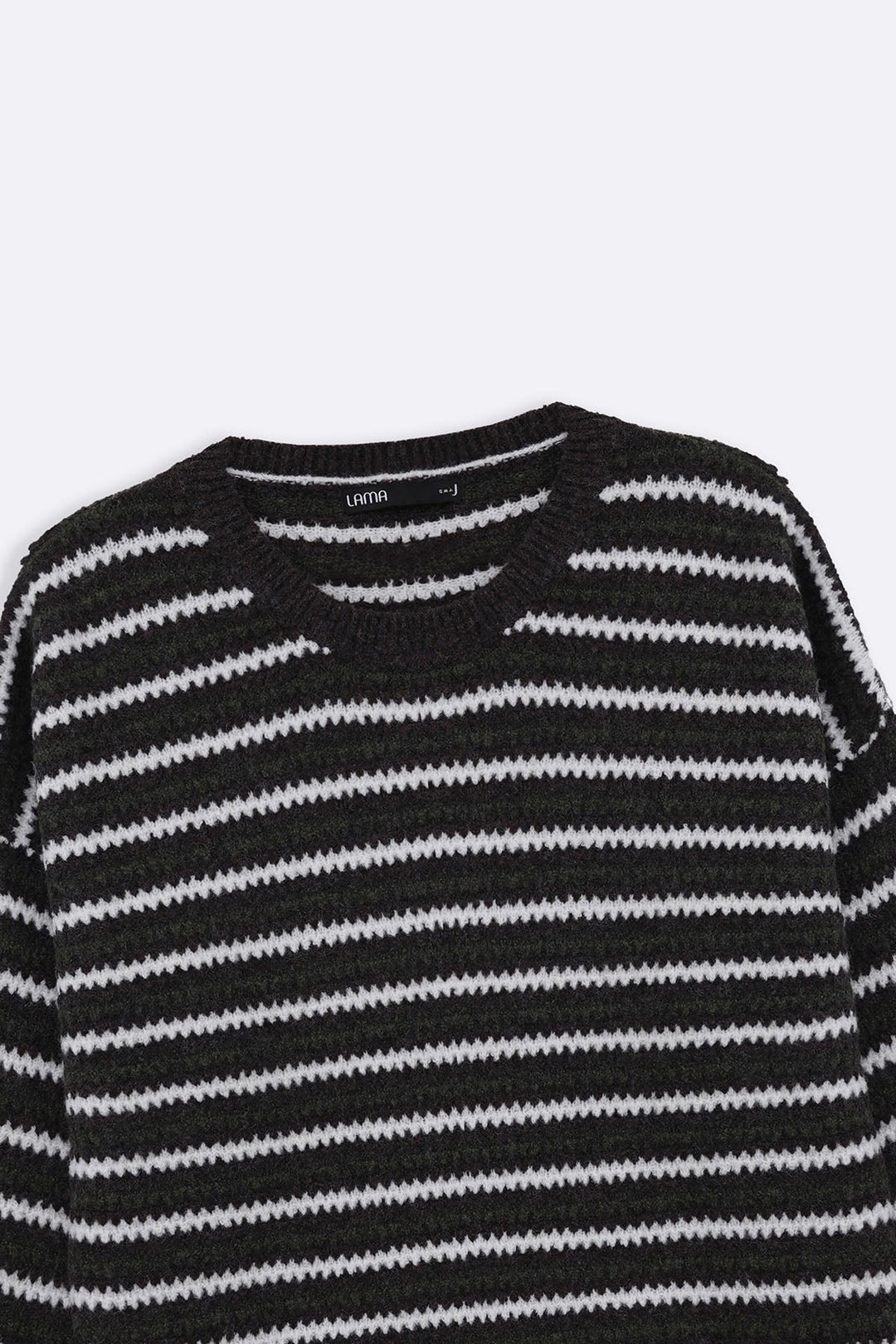 BROWN PINSTRIPE WEAVE SWEATER