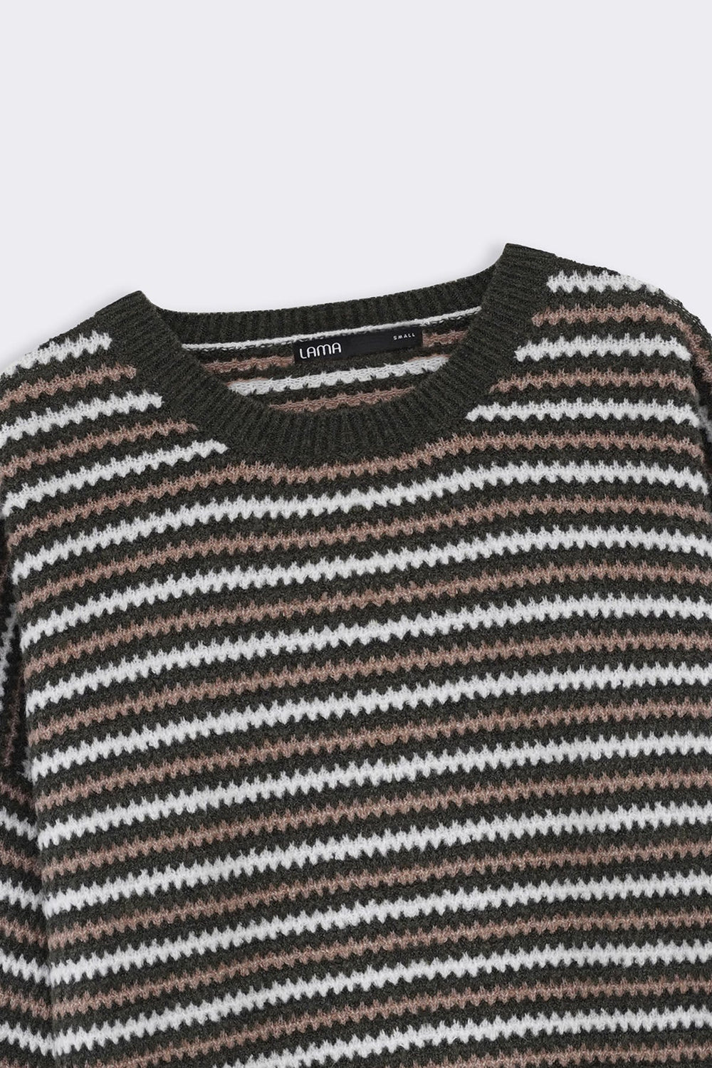 GREEN PINSTRIPE WEAVE SWEATER