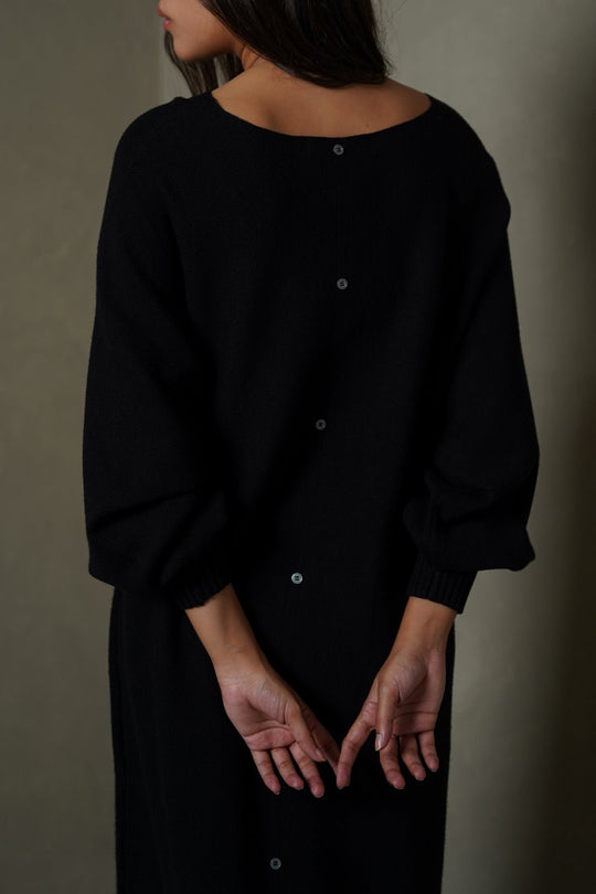 BLACK BABY BUTTON DRESS