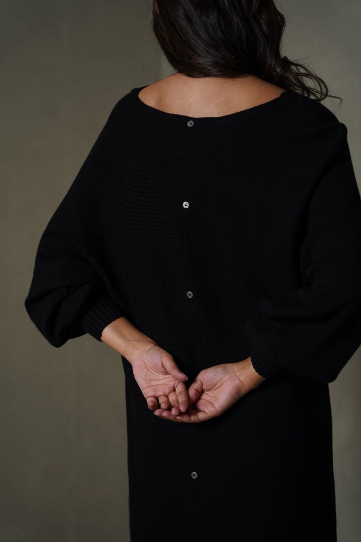 BLACK BABY BUTTON DRESS