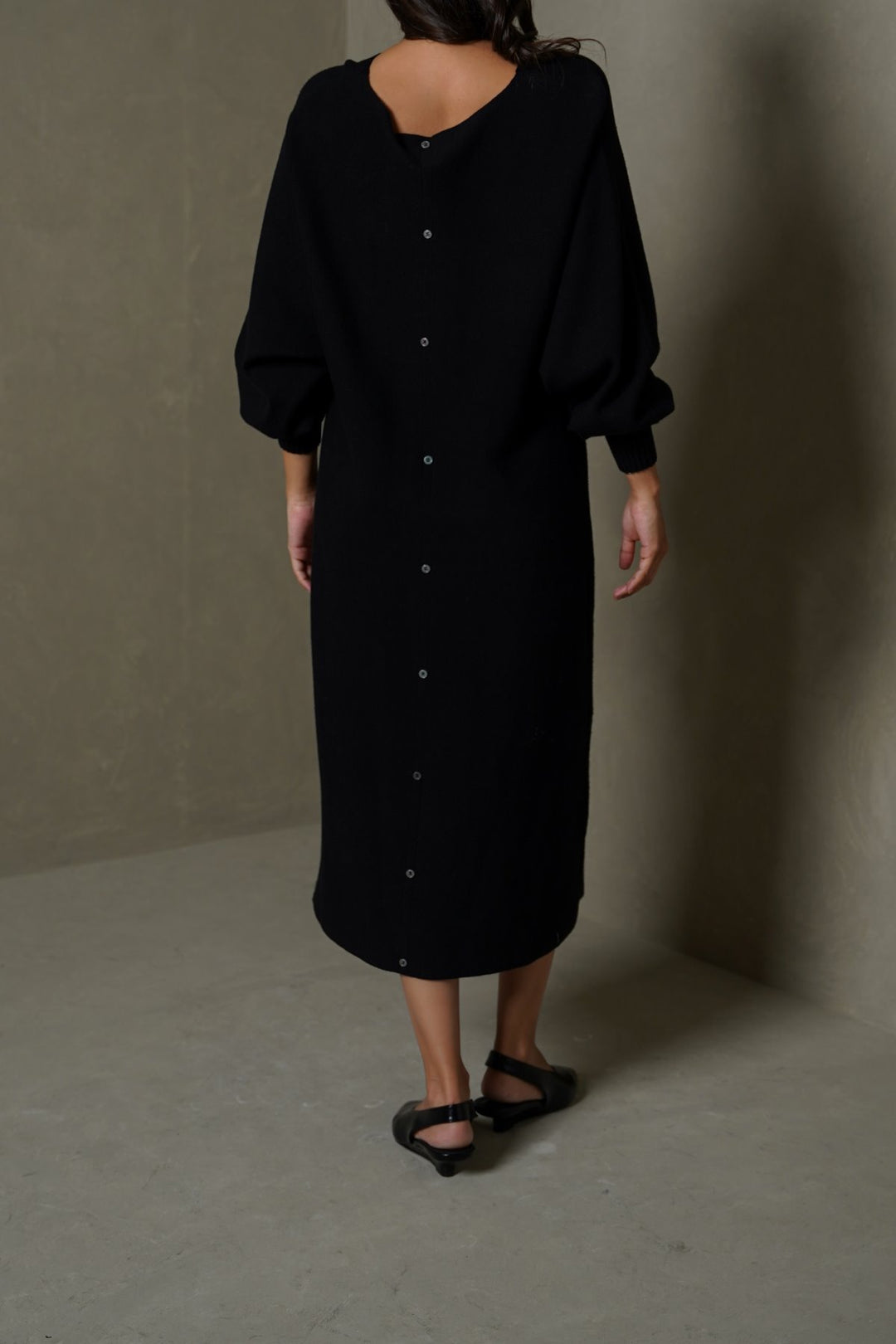 BLACK BABY BUTTON DRESS