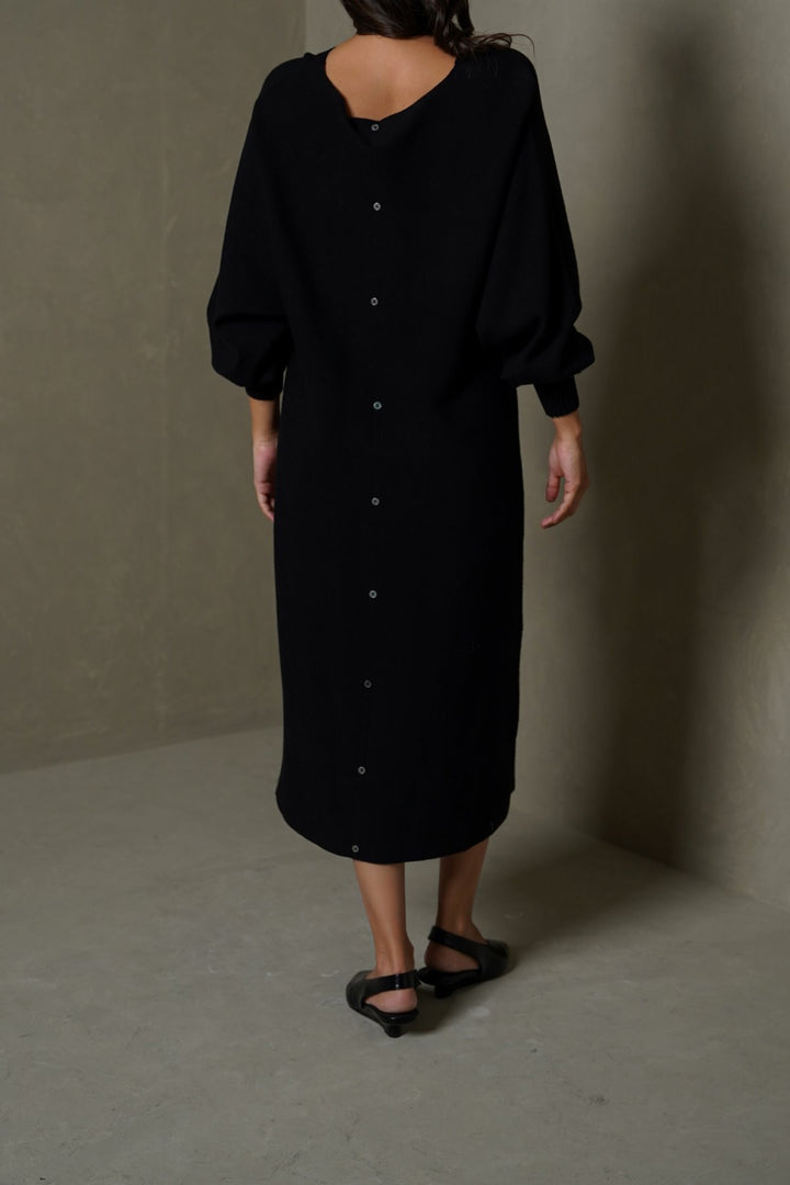 BLACK BABY BUTTON DRESS
