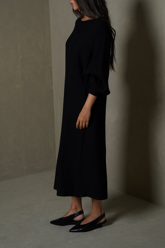 BLACK BABY BUTTON DRESS
