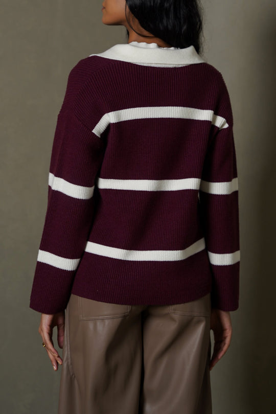 BURGUNDY POLO KNIT JUMPER