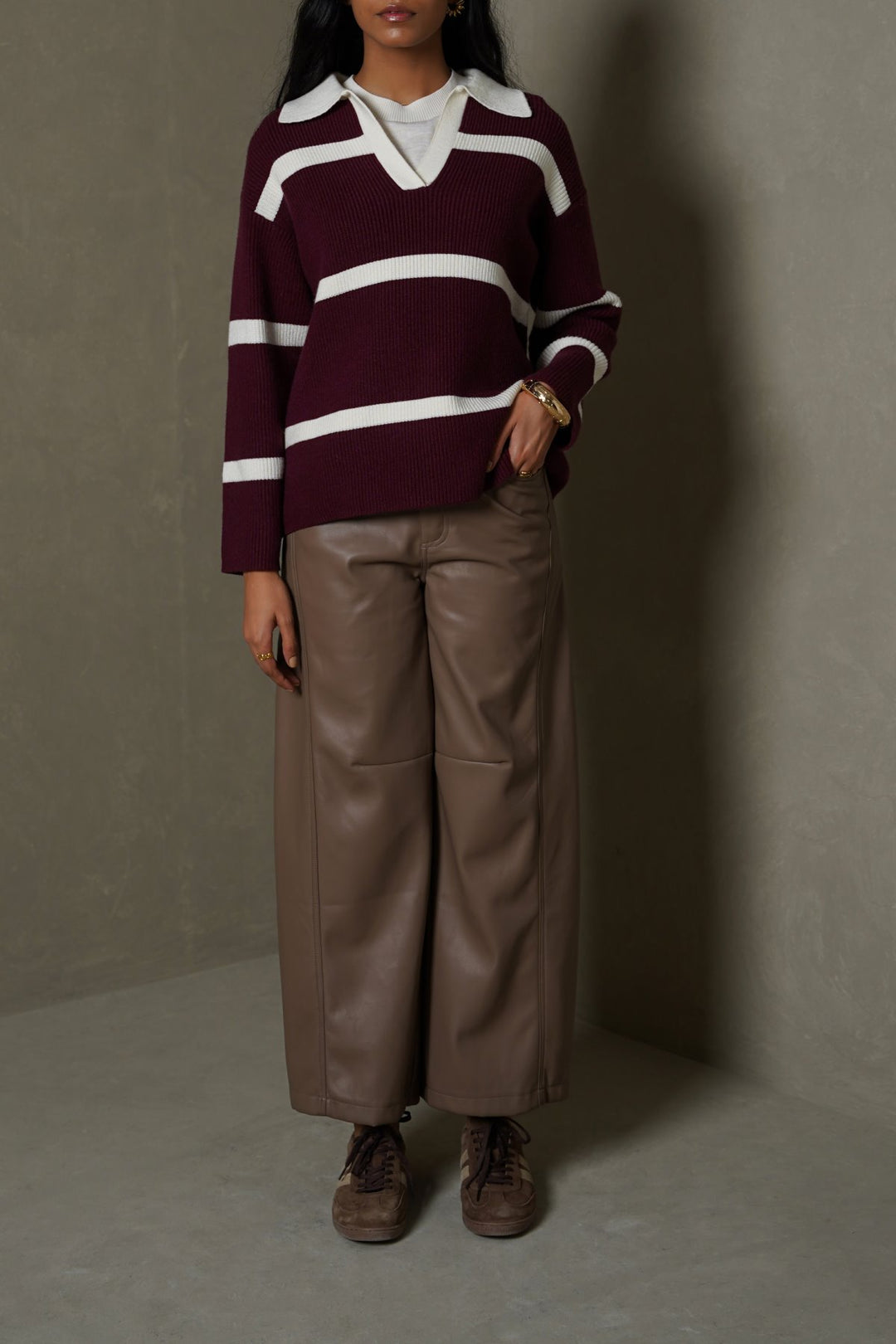 BURGUNDY POLO KNIT JUMPER
