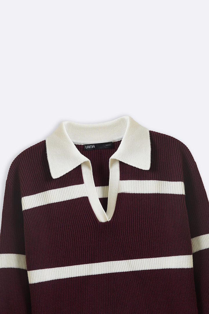 BURGUNDY POLO KNIT JUMPER