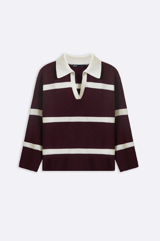 BURGUNDY POLO KNIT JUMPER
