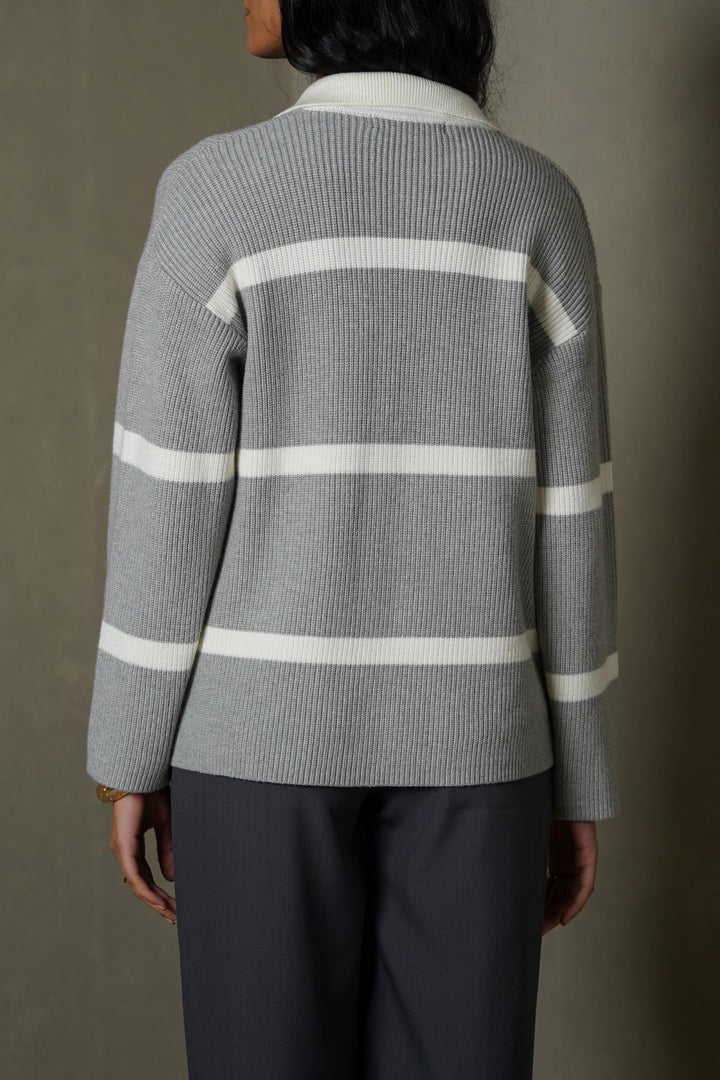 GREY POLO KNIT JUMPER