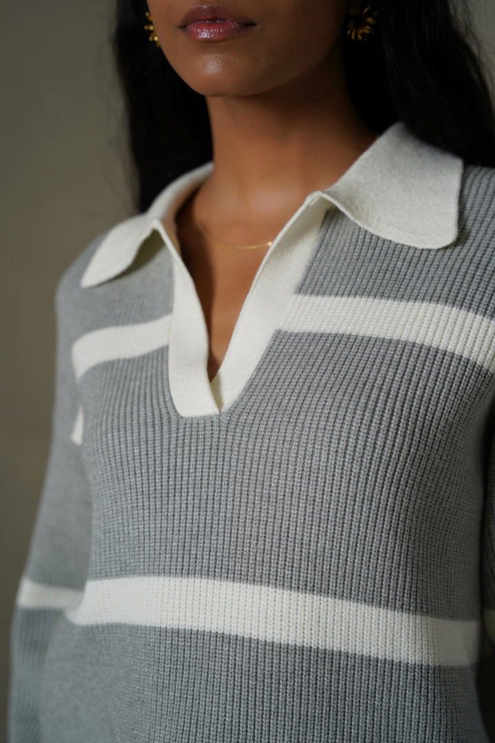 GREY POLO KNIT JUMPER