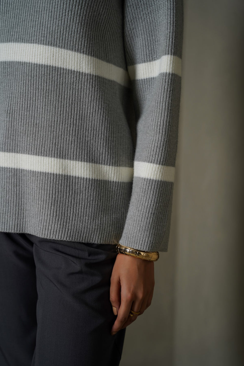 GREY POLO KNIT JUMPER