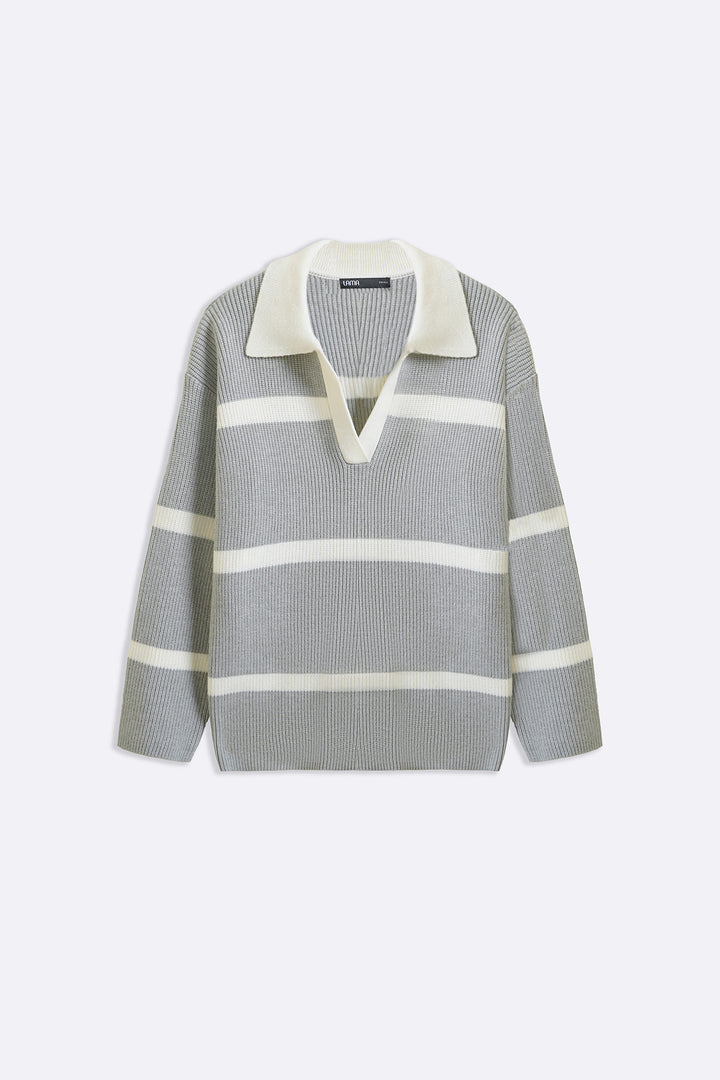 GREY POLO KNIT JUMPER