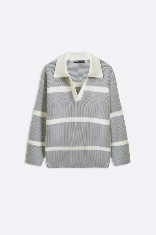 GREY POLO KNIT JUMPER