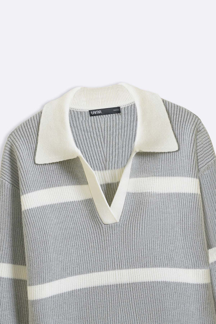 GREY POLO KNIT JUMPER