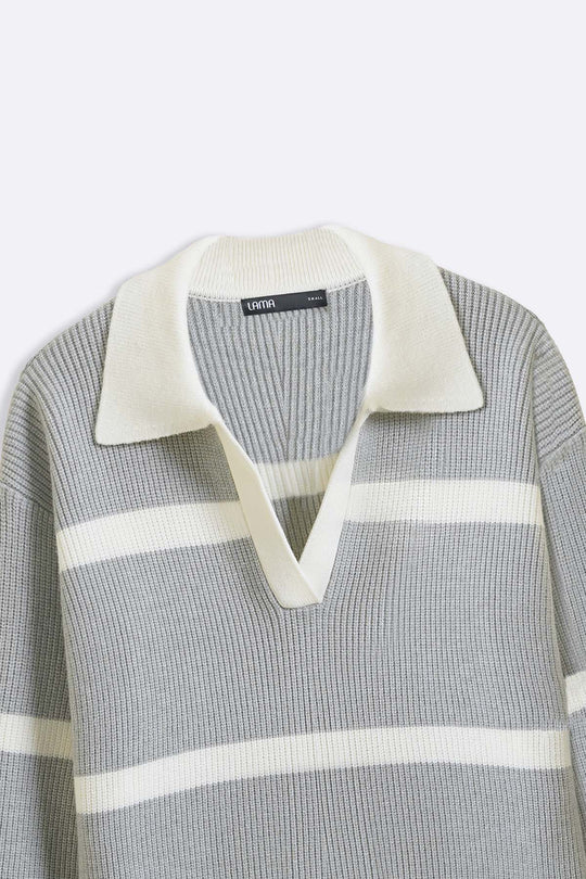 GREY POLO KNIT JUMPER