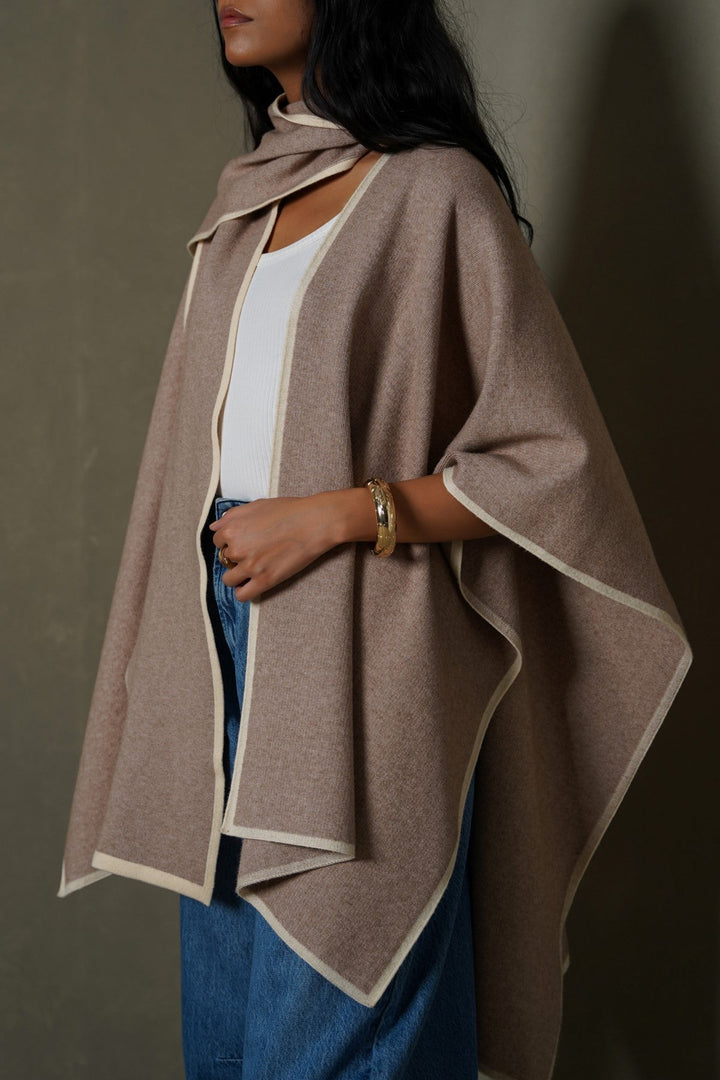 DARK BEIGE MAISON DRAPE CAPE