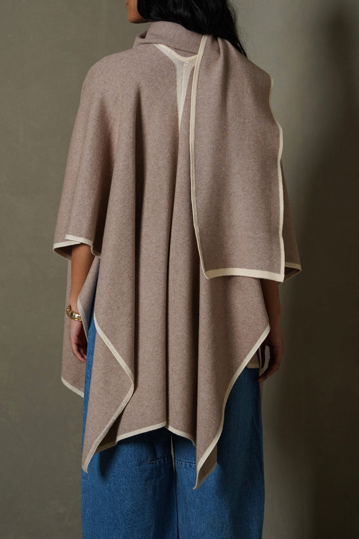DARK BEIGE MAISON DRAPE CAPE