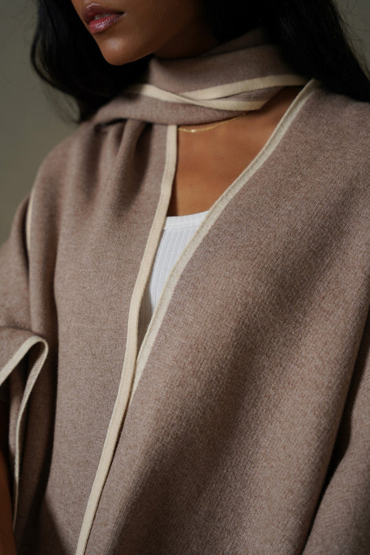 DARK BEIGE MAISON DRAPE CAPE