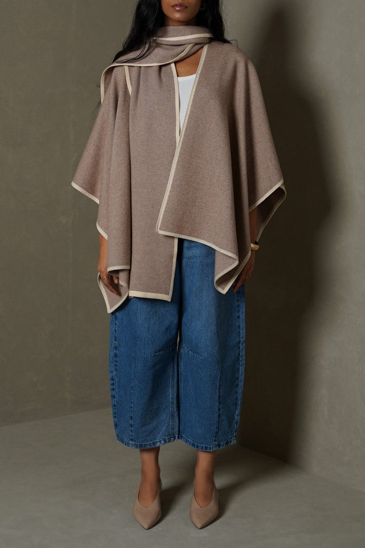 DARK BEIGE MAISON DRAPE CAPE