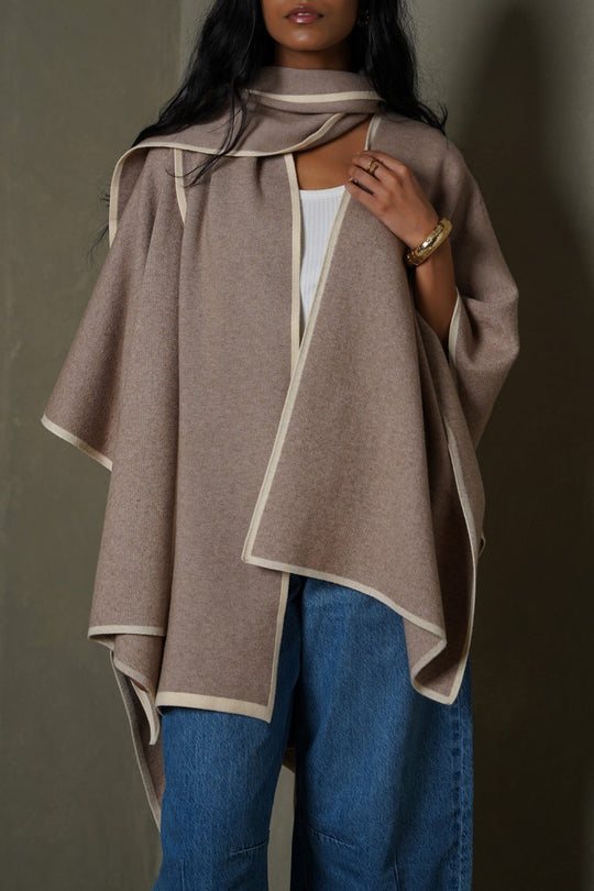 DARK BEIGE MAISON DRAPE CAPE