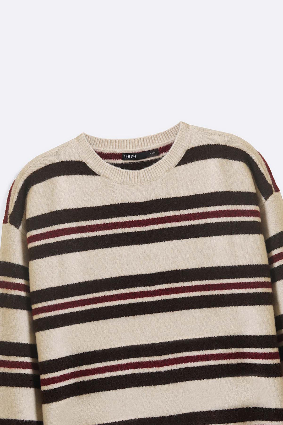 WHITE BROWN CAMPUS STRIPE SWEATER