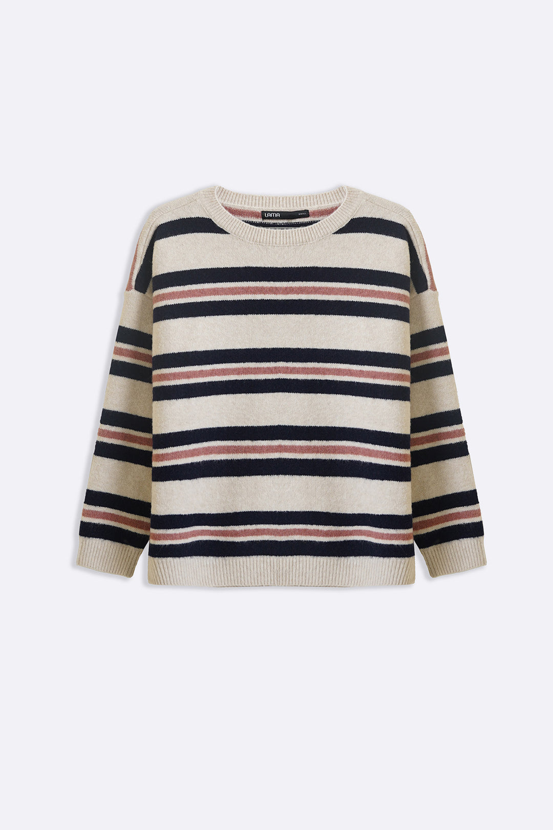 WHITE NAVY CAMPUS STRIPE SWEATER