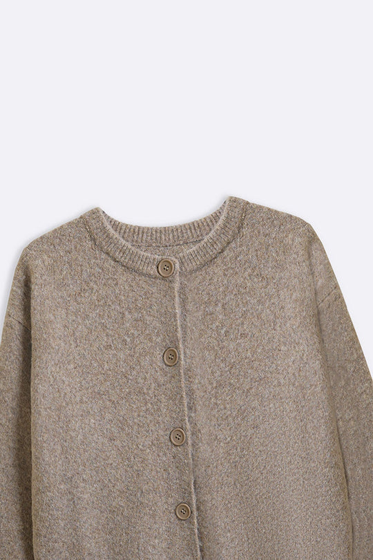 BEIGE TEDDY KNIT CARDIGAN