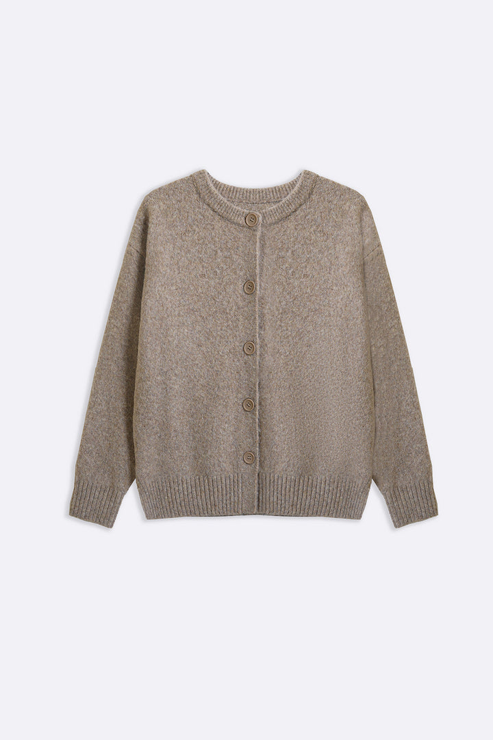 BEIGE TEDDY KNIT CARDIGAN
