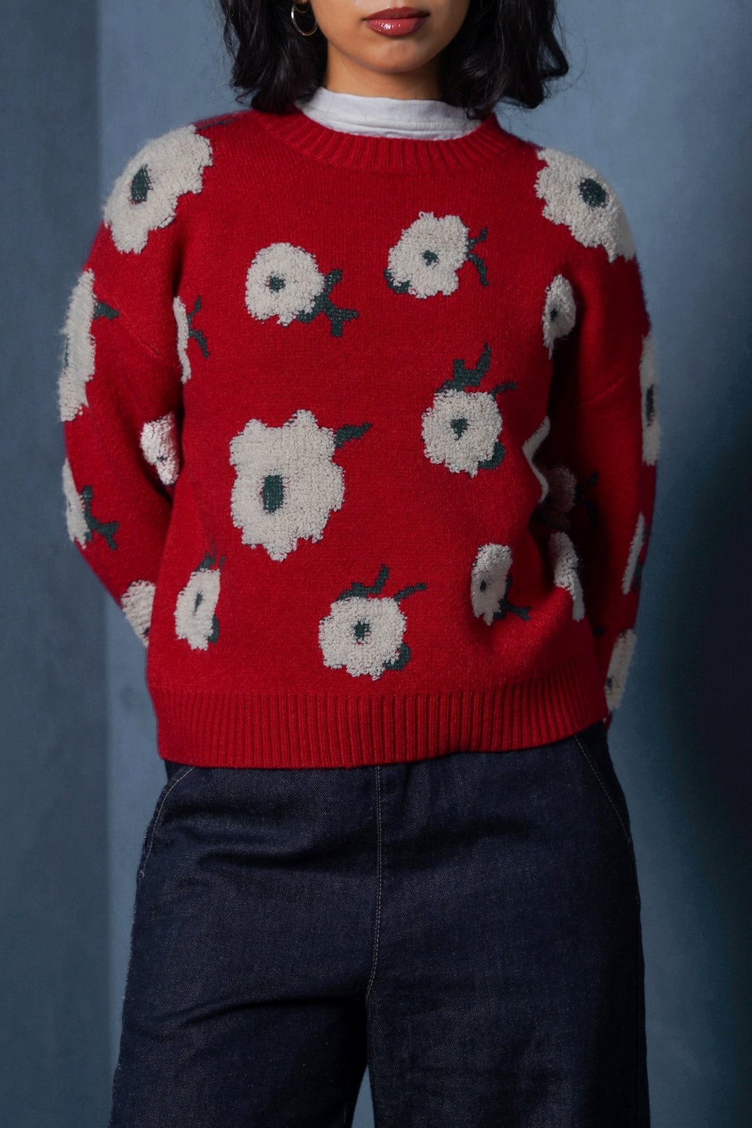 CHERRY FLORAL EMBROIDERED JUMPER