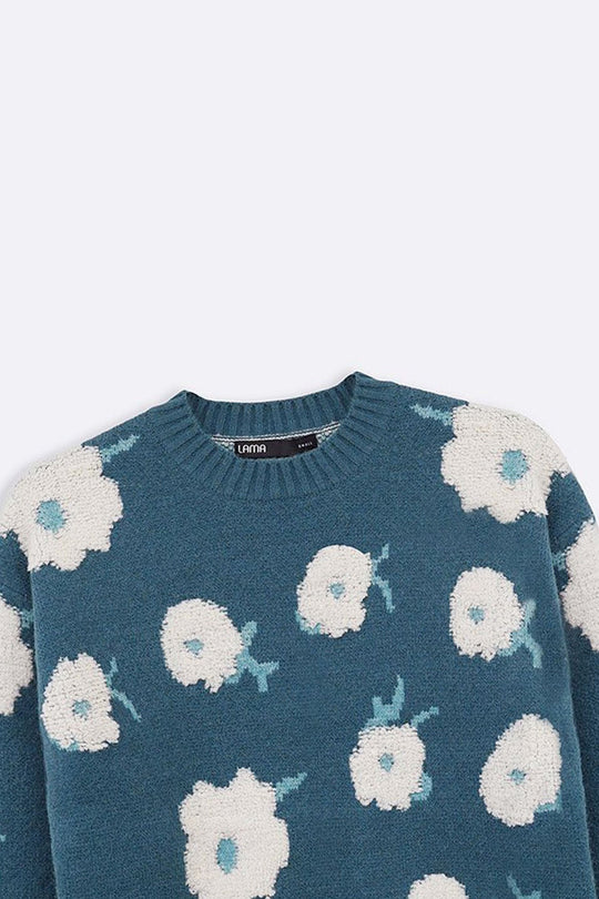 TEAL FLORAL EMBROIDERED JUMPER