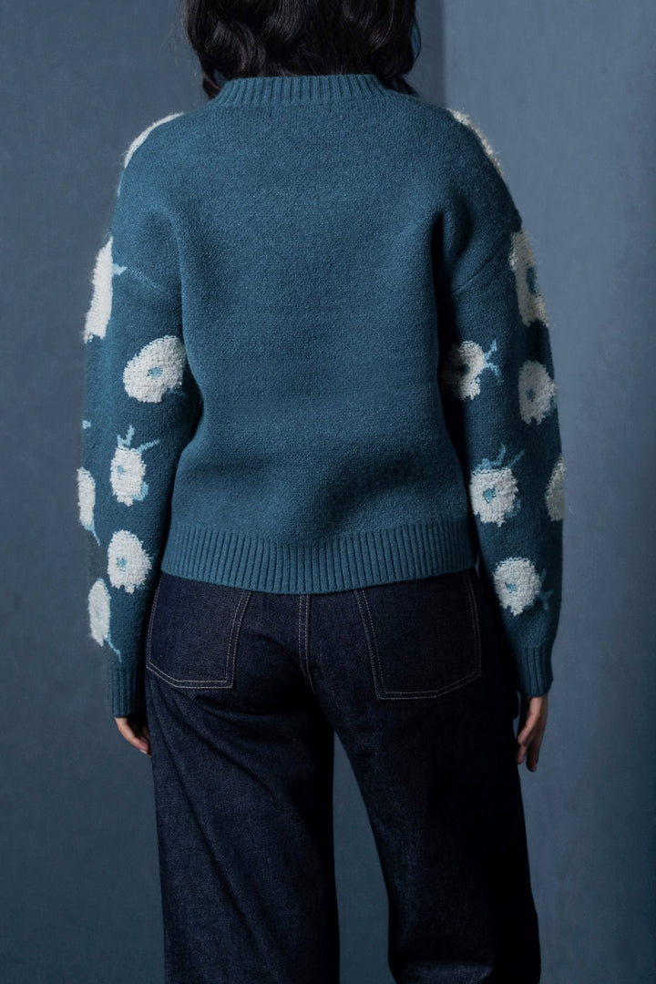 TEAL FLORAL EMBROIDERED JUMPER