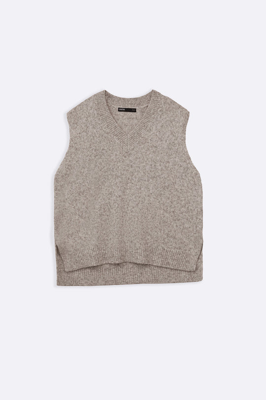 BEIGE V-NECK SWEATER VEST