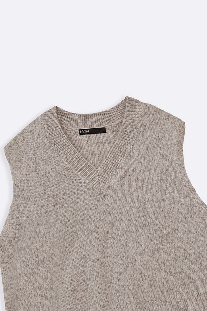 BEIGE V-NECK SWEATER VEST