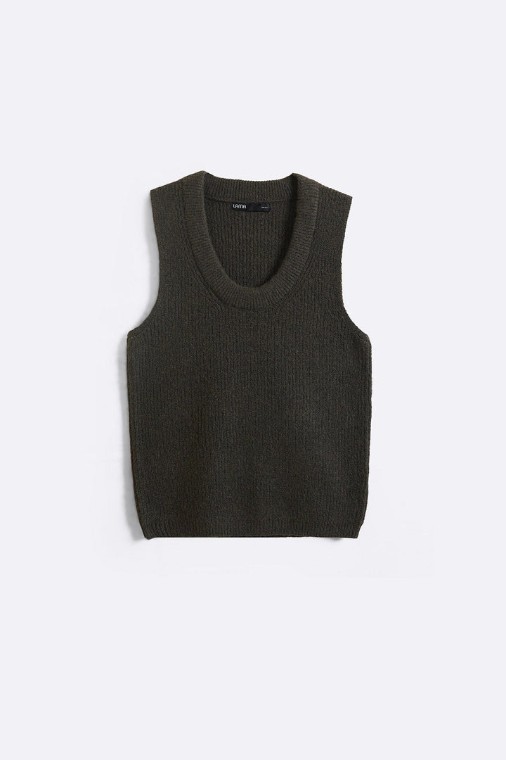 GREEN U-NECK SWEATER VEST