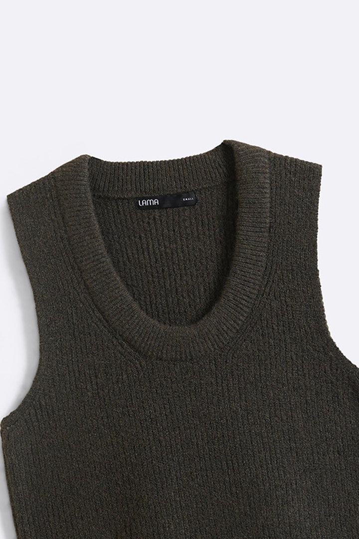 GREEN U-NECK SWEATER VEST